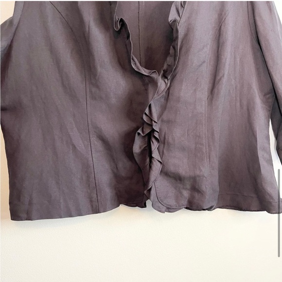 Lane Bryant Linen Blend Ruffle Blazer - Picture 3 of 5